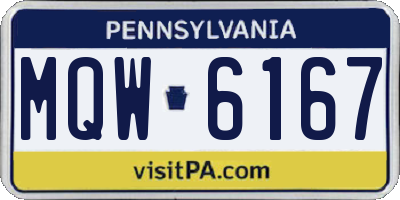 PA license plate MQW6167