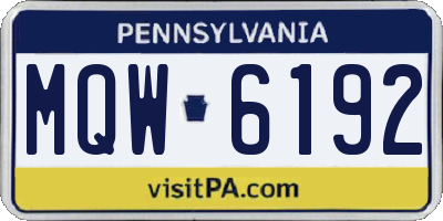 PA license plate MQW6192