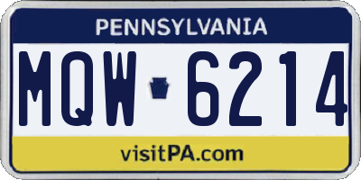 PA license plate MQW6214