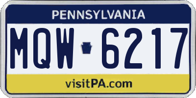 PA license plate MQW6217