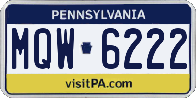 PA license plate MQW6222