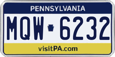 PA license plate MQW6232