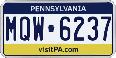 PA license plate MQW6237