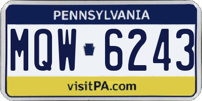 PA license plate MQW6243