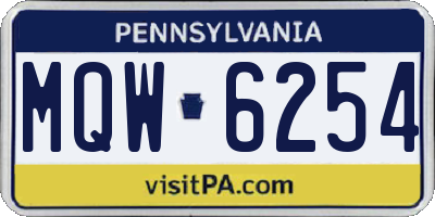 PA license plate MQW6254