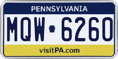 PA license plate MQW6260