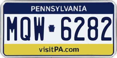 PA license plate MQW6282