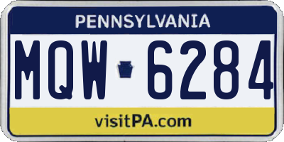 PA license plate MQW6284