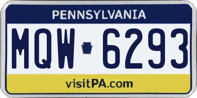 PA license plate MQW6293