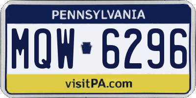 PA license plate MQW6296