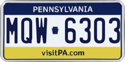 PA license plate MQW6303