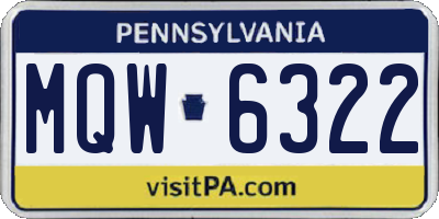 PA license plate MQW6322