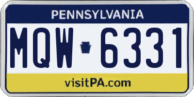 PA license plate MQW6331