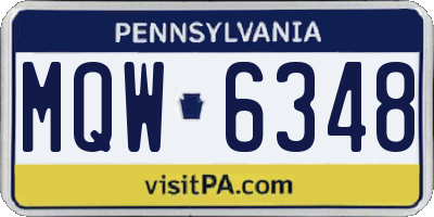 PA license plate MQW6348