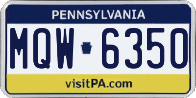 PA license plate MQW6350