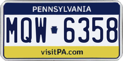 PA license plate MQW6358