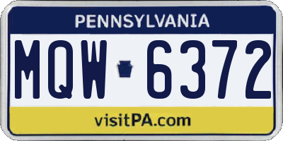 PA license plate MQW6372