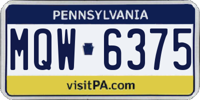PA license plate MQW6375