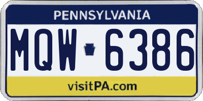 PA license plate MQW6386