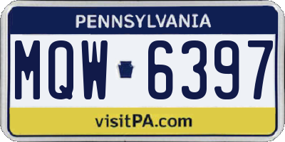 PA license plate MQW6397