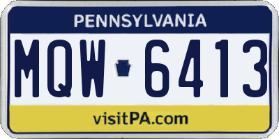 PA license plate MQW6413