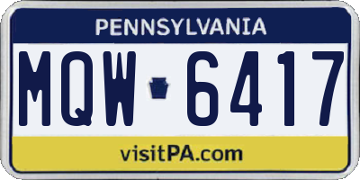 PA license plate MQW6417
