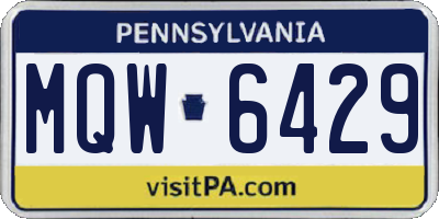 PA license plate MQW6429