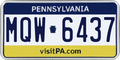 PA license plate MQW6437