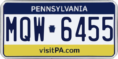 PA license plate MQW6455