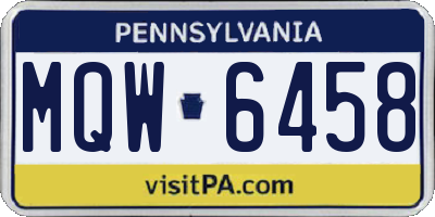 PA license plate MQW6458