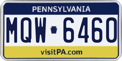 PA license plate MQW6460