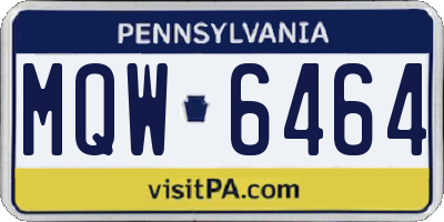 PA license plate MQW6464