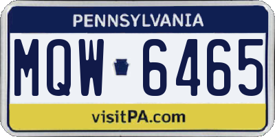 PA license plate MQW6465