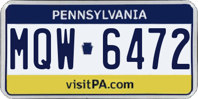 PA license plate MQW6472