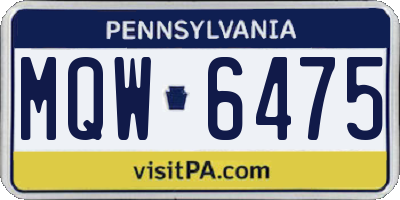 PA license plate MQW6475