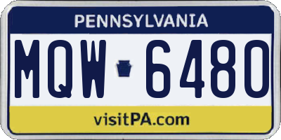PA license plate MQW6480