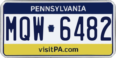 PA license plate MQW6482