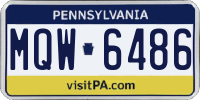 PA license plate MQW6486