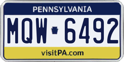 PA license plate MQW6492