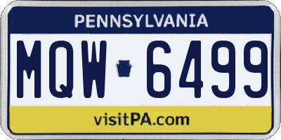 PA license plate MQW6499