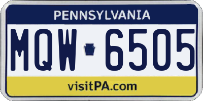 PA license plate MQW6505