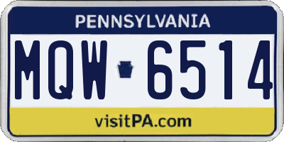 PA license plate MQW6514