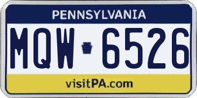 PA license plate MQW6526