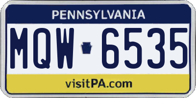 PA license plate MQW6535