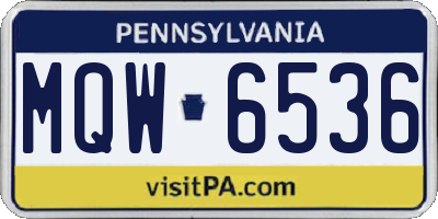 PA license plate MQW6536