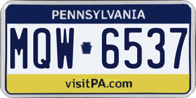 PA license plate MQW6537