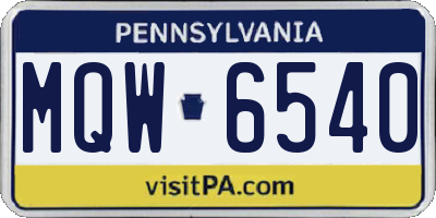 PA license plate MQW6540