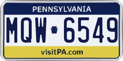 PA license plate MQW6549