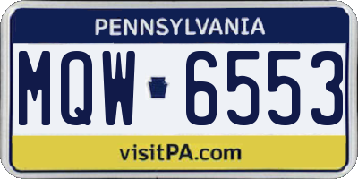 PA license plate MQW6553