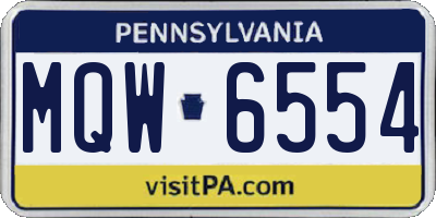 PA license plate MQW6554